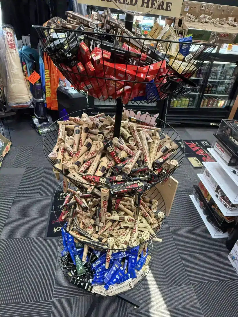 RAW cones and papers in bulk on the shop floor